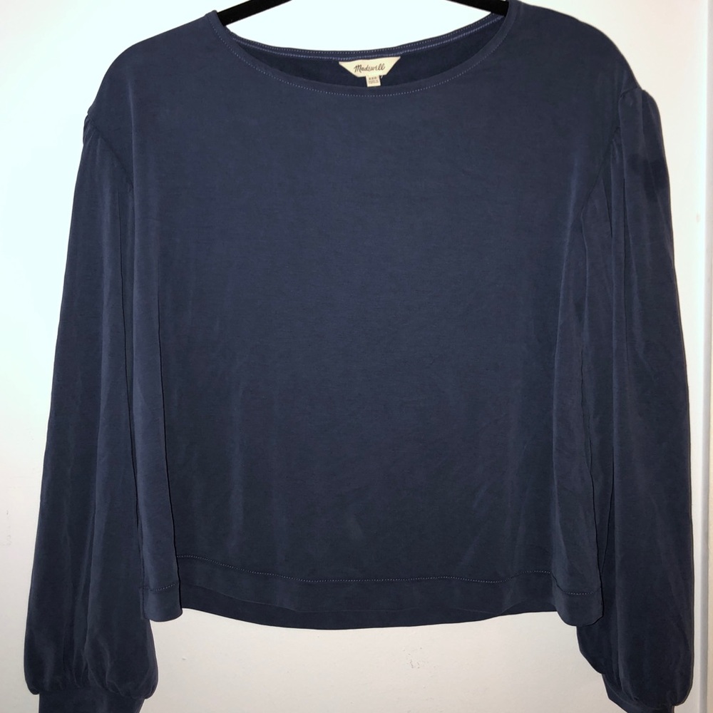 Suede blue long sleeve top
